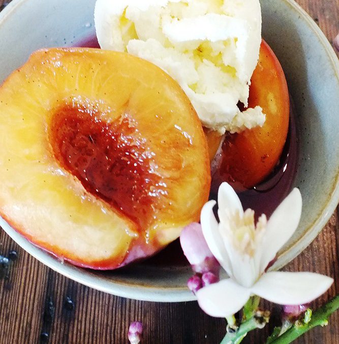 Nectarines in a Rosé Wine Syrup