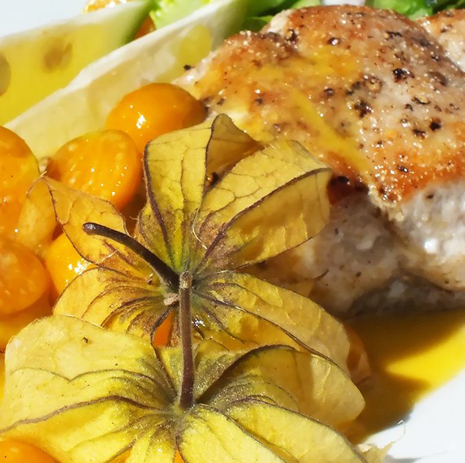 Pan-Fried Yellow Tail with a Gooseberry Beurre Blanc Sauce